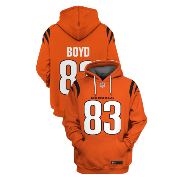 Men's  Orange Cincinnati Bengals #83 Tyler Boyd 2021 Pullover Hoodie